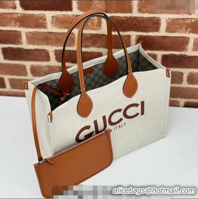 Best Price Gucci Canvas Medium Tote bag with Gucci Print 772176 Beige/Brown 2024
