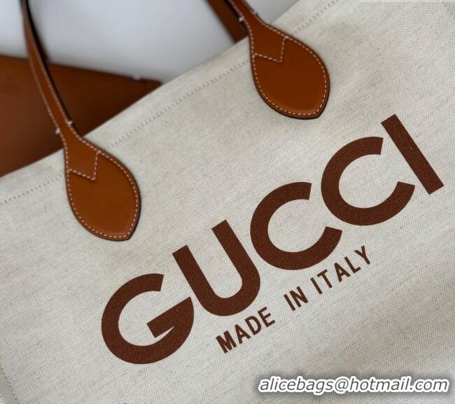 Best Price Gucci Canvas Medium Tote bag with Gucci Print 772176 Beige/Brown 2024