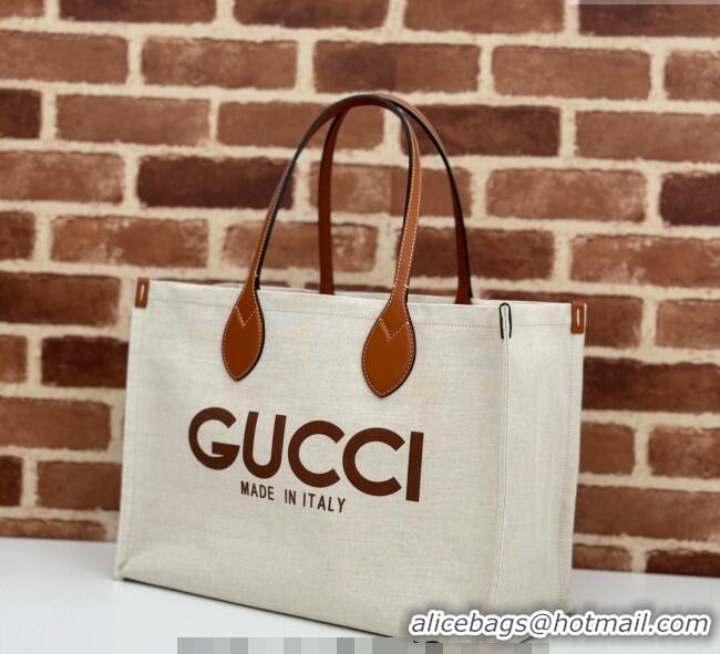 Best Price Gucci Canvas Medium Tote bag with Gucci Print 772176 Beige/Brown 2024