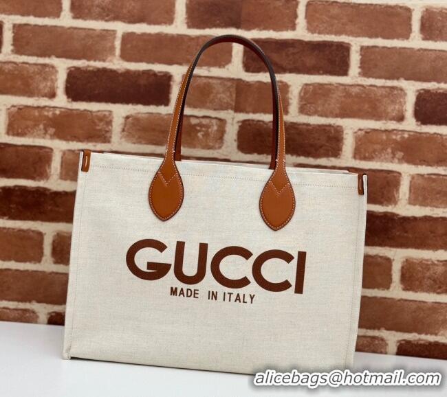 Best Price Gucci Canvas Medium Tote bag with Gucci Print 772176 Beige/Brown 2024