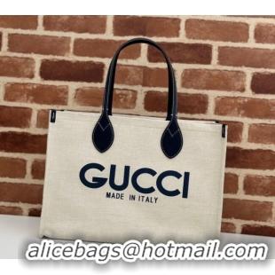 Big Discount Gucci Canvas Medium Tote bag with Gucci Print 772176 Beige/Blue 2024