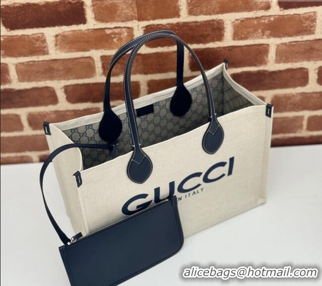 Big Discount Gucci Canvas Medium Tote bag with Gucci Print 772176 Beige/Blue 2024