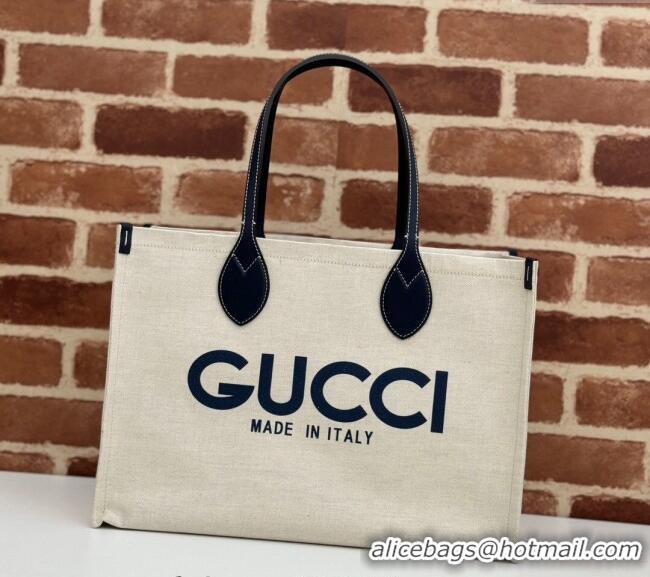 Big Discount Gucci Canvas Medium Tote bag with Gucci Print 772176 Beige/Blue 2024