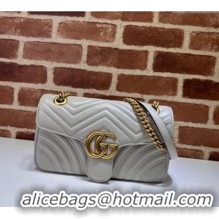 Top Grade Gucci GG Marmont Matelasse Leather Small Shoulder Bag 443497 Light Grey 2024