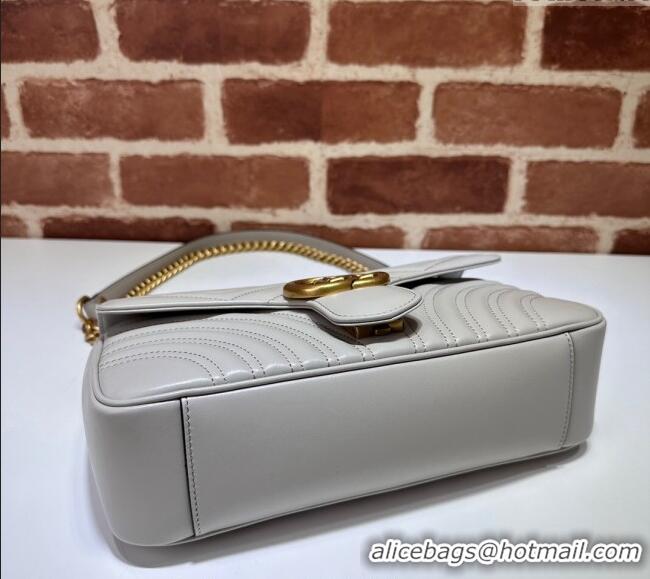 Top Grade Gucci GG Marmont Matelasse Leather Small Shoulder Bag 443497 Light Grey 2024