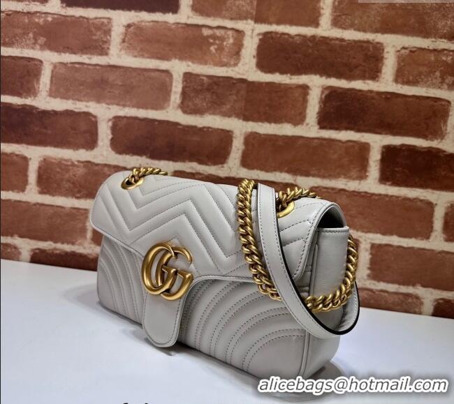 Top Grade Gucci GG Marmont Matelasse Leather Small Shoulder Bag 443497 Light Grey 2024