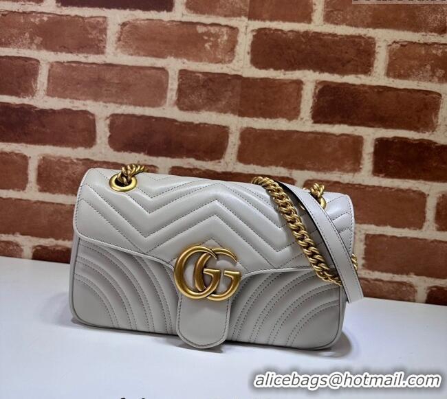 Top Grade Gucci GG Marmont Matelasse Leather Small Shoulder Bag 443497 Light Grey 2024