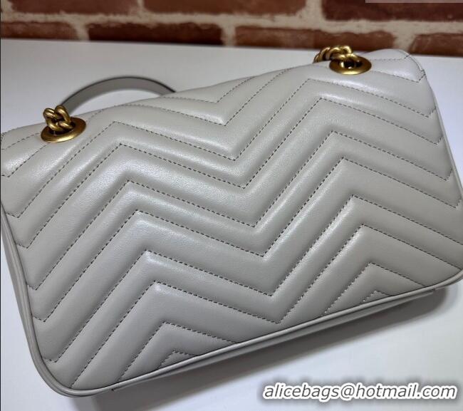 Top Grade Gucci GG Marmont Matelasse Leather Small Shoulder Bag 443497 Light Grey 2024