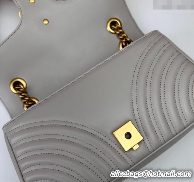 Top Grade Gucci GG Marmont Matelasse Leather Small Shoulder Bag 443497 Light Grey 2024