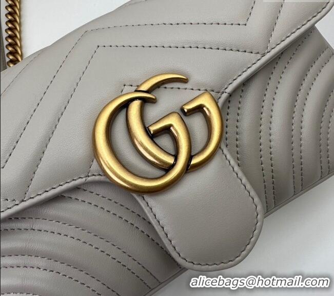 Good Looking Gucci GG Marmont Matelasse Leather Mini Bag 446744 Light Grey 2024