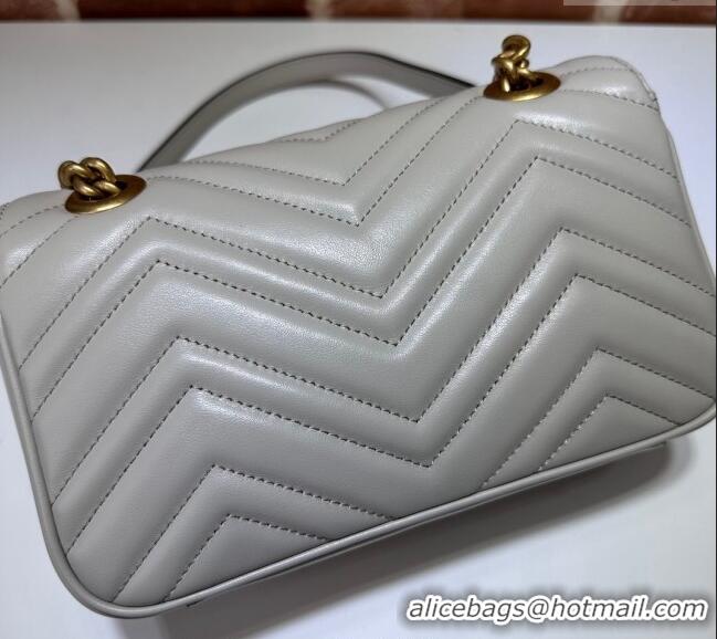 Good Looking Gucci GG Marmont Matelasse Leather Mini Bag 446744 Light Grey 2024