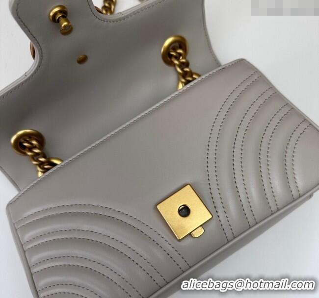 Good Looking Gucci GG Marmont Matelasse Leather Mini Bag 446744 Light Grey 2024