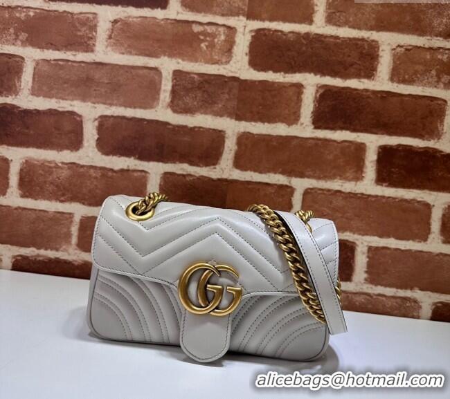 Good Looking Gucci GG Marmont Matelasse Leather Mini Bag 446744 Light Grey 2024
