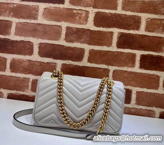 Good Looking Gucci GG Marmont Matelasse Leather Mini Bag 446744 Light Grey 2024
