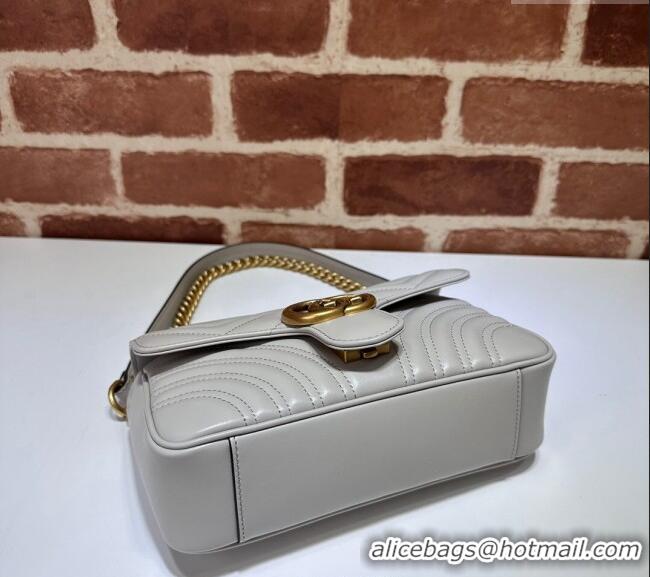 Good Looking Gucci GG Marmont Matelasse Leather Mini Bag 446744 Light Grey 2024