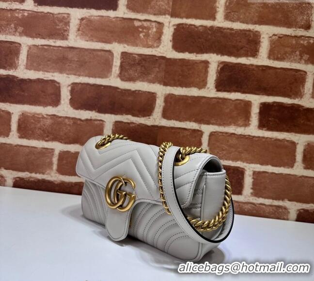 Good Looking Gucci GG Marmont Matelasse Leather Mini Bag 446744 Light Grey 2024