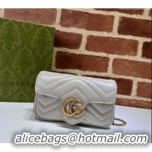 Top Grade Gucci GG Marmont Matelasse Leather Super Mini Bag ‎476433 Light Grey 2024