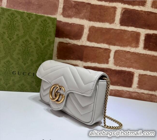 Top Grade Gucci GG Marmont Matelasse Leather Super Mini Bag ‎476433 Light Grey 2024