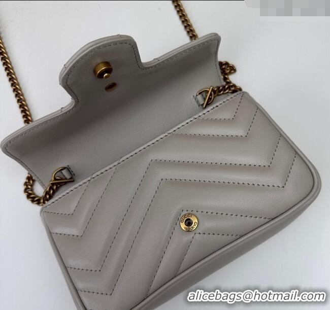 Top Grade Gucci GG Marmont Matelasse Leather Super Mini Bag ‎476433 Light Grey 2024