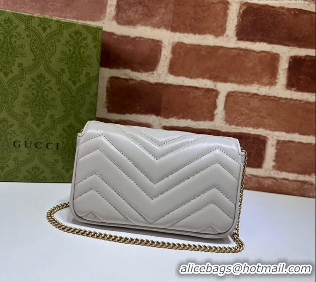 Top Grade Gucci GG Marmont Matelasse Leather Super Mini Bag ‎476433 Light Grey 2024