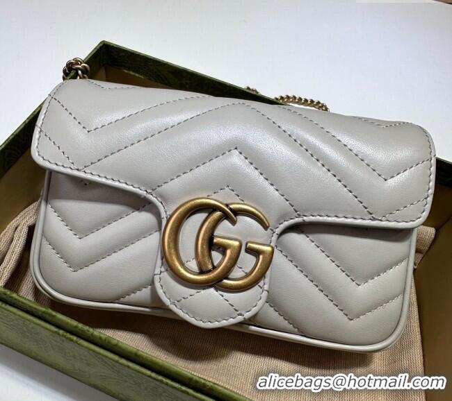 Top Grade Gucci GG Marmont Matelasse Leather Super Mini Bag ‎476433 Light Grey 2024