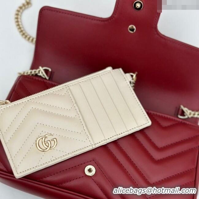 Top Grade Gucci GG Marmont Leather Mini Bag 751526 Burgundy/White 2024