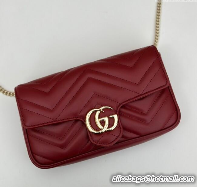 Top Grade Gucci GG Marmont Leather Mini Bag 751526 Burgundy/White 2024