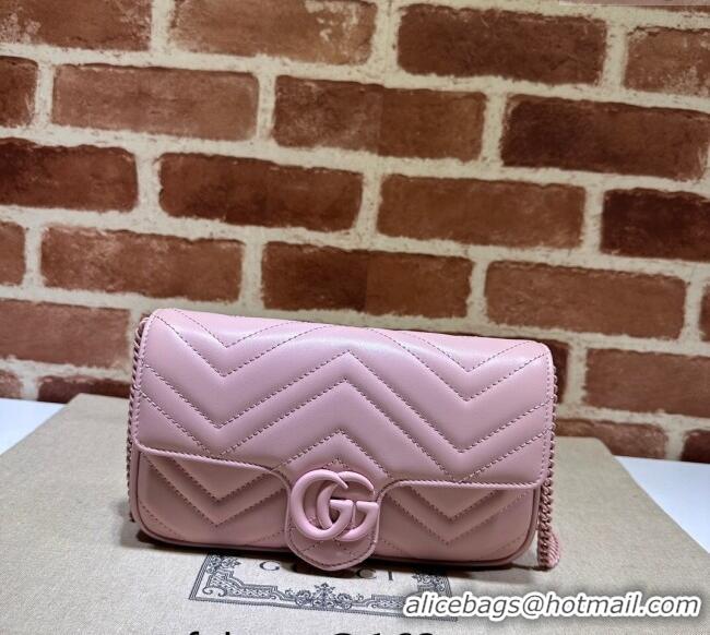 Top Grade Gucci GG Marmont Leather Mini Bag 751526 Pink/White 2024
