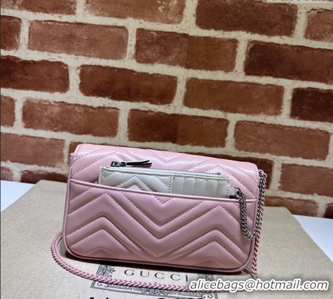 Top Grade Gucci GG Marmont Leather Mini Bag 751526 Pink/White 2024