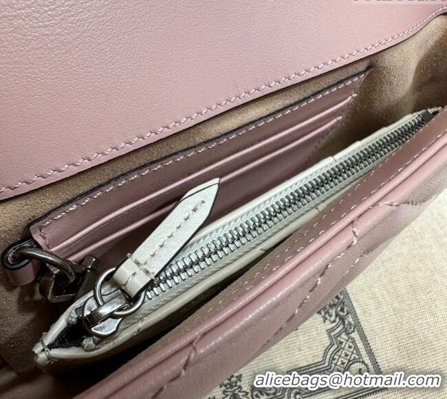 Top Grade Gucci GG Marmont Leather Mini Bag 751526 Pink/White 2024