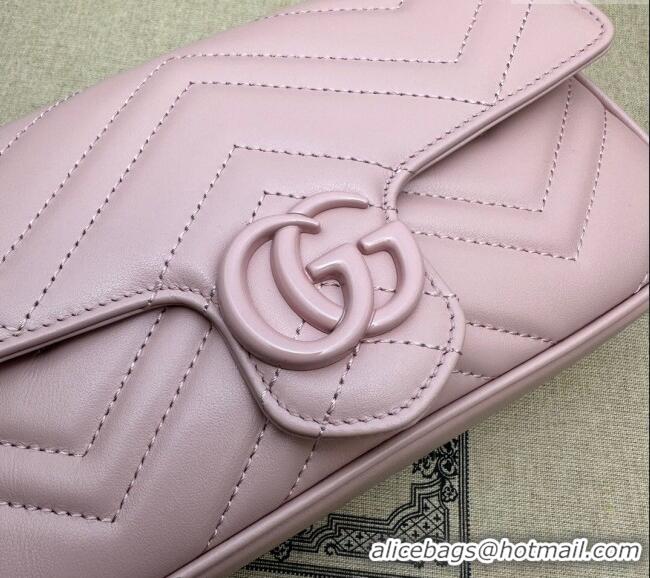 Top Grade Gucci GG Marmont Leather Mini Bag 751526 Pink/White 2024