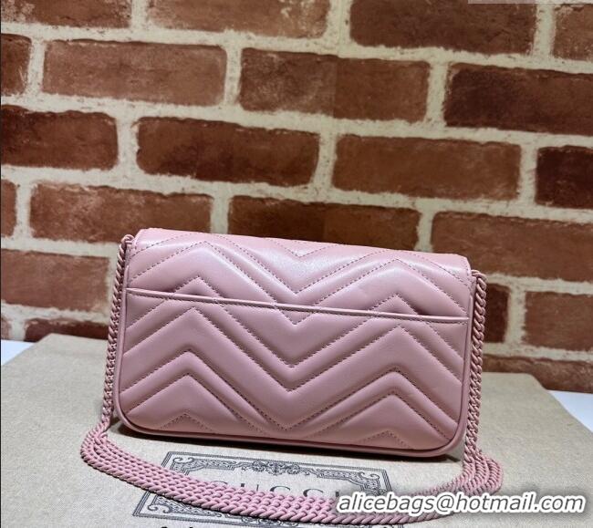 Top Grade Gucci GG Marmont Leather Mini Bag 751526 Pink/White 2024