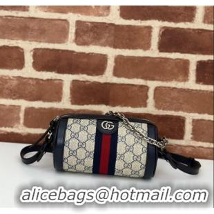 Top Quality Gucci Ophidia GG Canvas Round Mini Shoulder Bag 795208 Blue 2024