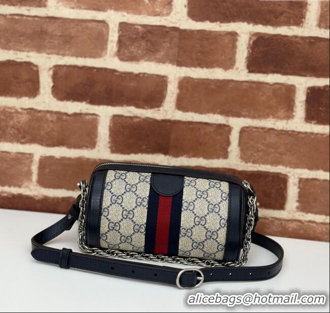 Top Quality Gucci Ophidia GG Canvas Round Mini Shoulder Bag 795208 Blue 2024