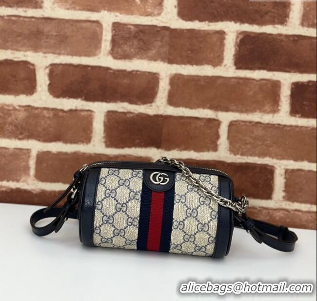 Top Quality Gucci Ophidia GG Canvas Round Mini Shoulder Bag 795208 Blue 2024