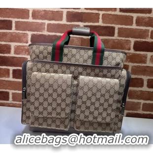 Top Quality Gucci Original GG Canvas Diaper bag 768116 Beige 2024