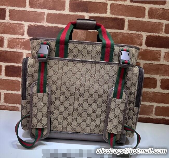 Top Quality Gucci Original GG Canvas Diaper bag 768116 Beige 2024