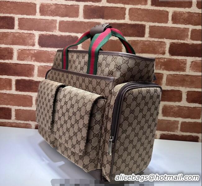 Top Quality Gucci Original GG Canvas Diaper bag 768116 Beige 2024