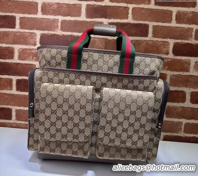 Top Quality Gucci Original GG Canvas Diaper bag 768116 Beige 2024