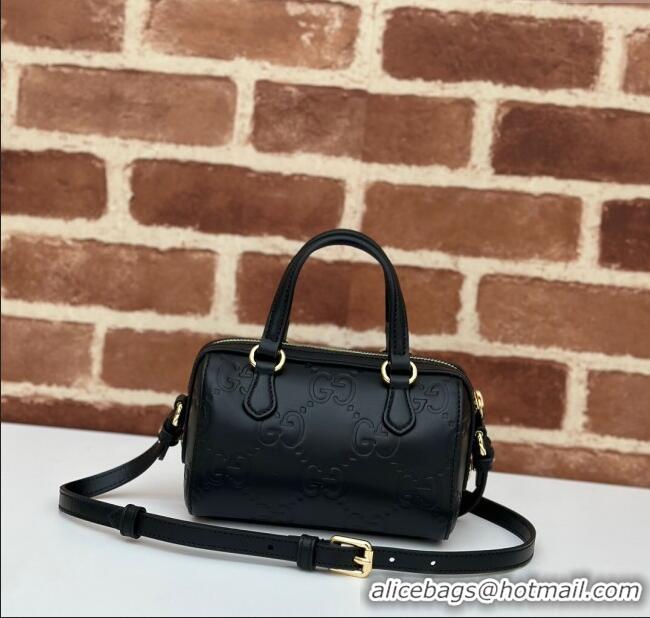 Well Crafted Gucci GG Leather Super Mini Top Handle bag 790130 Black 2024