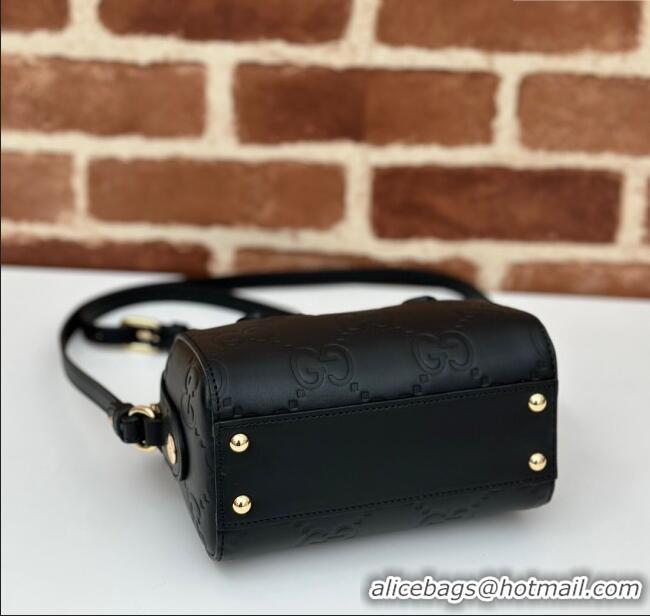 Well Crafted Gucci GG Leather Super Mini Top Handle bag 790130 Black 2024