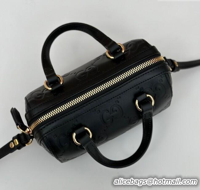 Well Crafted Gucci GG Leather Super Mini Top Handle bag 790130 Black 2024