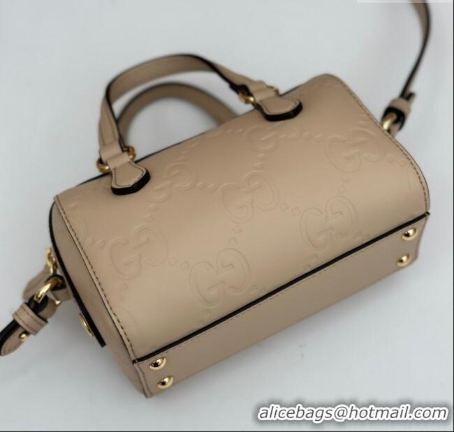 Famous Brand Gucci GG Leather Super Mini Top Handle bag 790130 Beige 2024