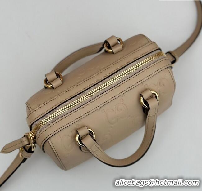 Famous Brand Gucci GG Leather Super Mini Top Handle bag 790130 Beige 2024
