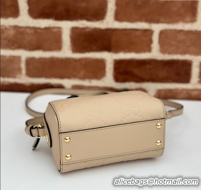 Famous Brand Gucci GG Leather Super Mini Top Handle bag 790130 Beige 2024
