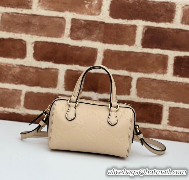Famous Brand Gucci GG Leather Super Mini Top Handle bag 790130 Beige 2024