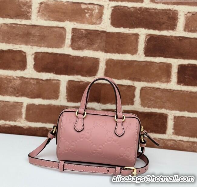 Famous Brand Gucci GG Leather Super Mini Top Handle bag 790130 Light Pink 2024