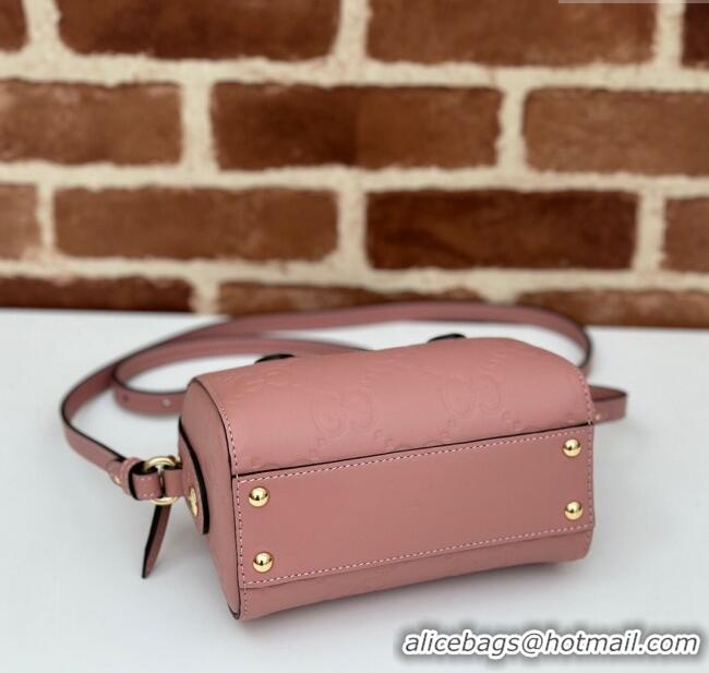 Famous Brand Gucci GG Leather Super Mini Top Handle bag 790130 Light Pink 2024