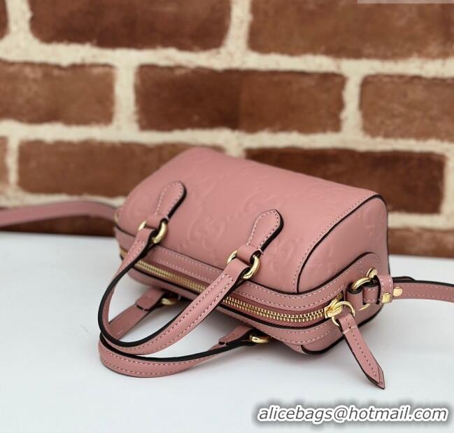 Famous Brand Gucci GG Leather Super Mini Top Handle bag 790130 Light Pink 2024