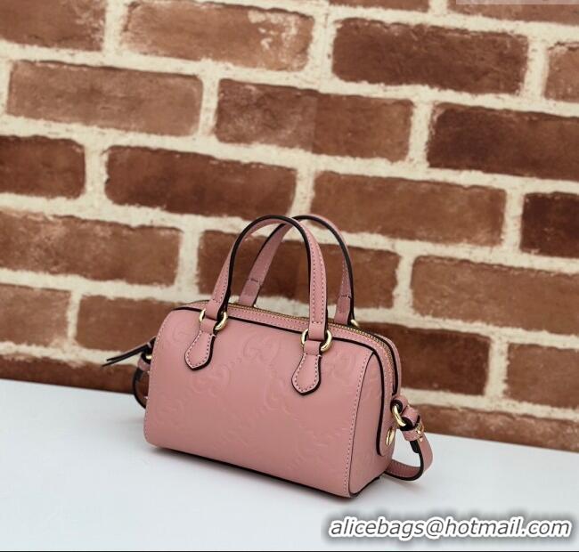 Famous Brand Gucci GG Leather Super Mini Top Handle bag 790130 Light Pink 2024